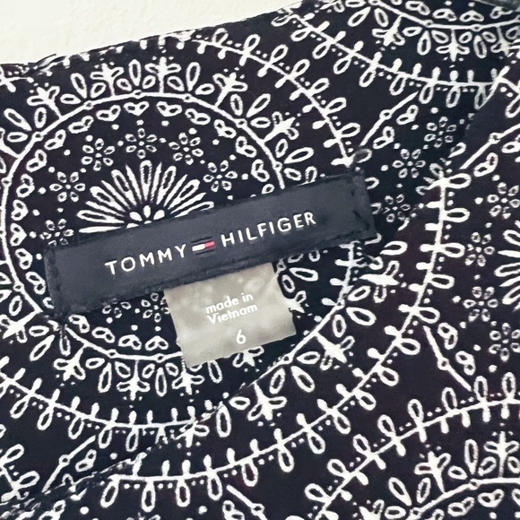 Tommy Hilfiger 3/4 Bell Sleeve Geometric Print Shift Dress Navy/Cream Size 6 - Picture 8 of 13